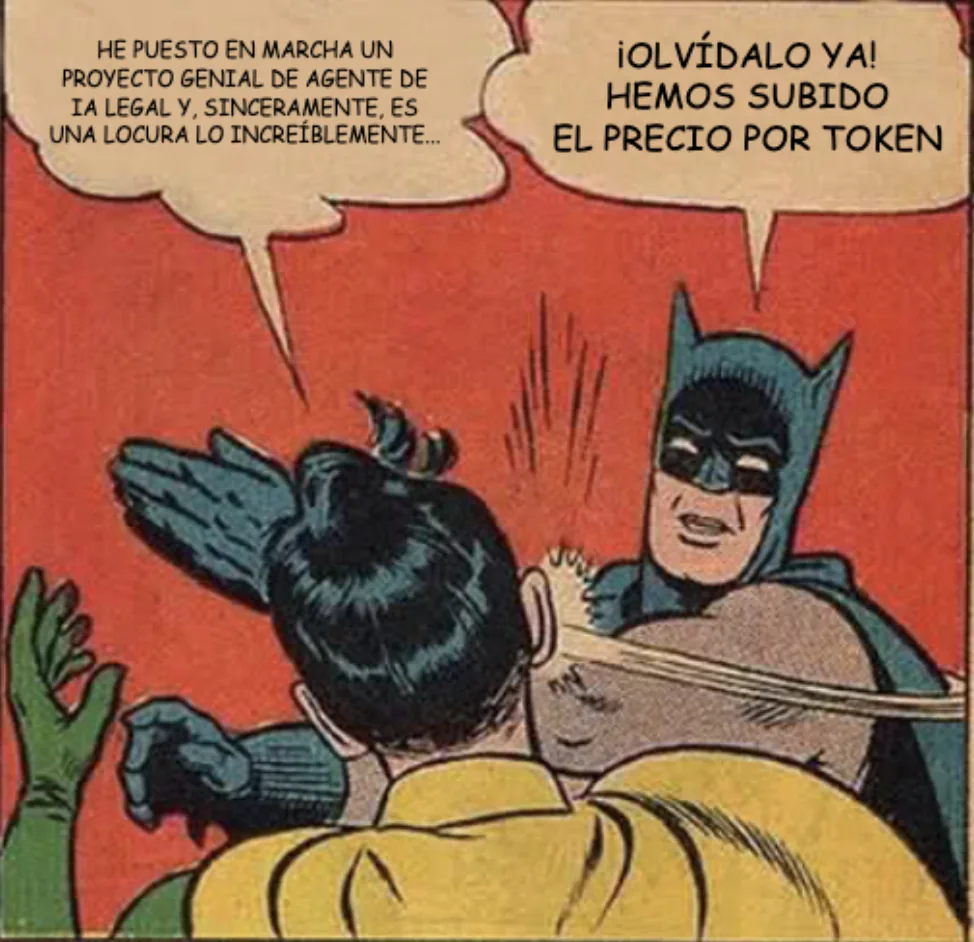 Meme Batman abofeteando a Robin: los tokens baratos no reducen el presupuesto IA